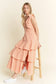 GINGHAM TIERED MIDI DRESS