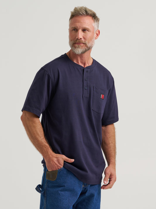 Wrangler® RIGGS WORKWEAR® Short Sleeve Henley - Navy