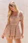 GINGHAM PRINT PUFF SLEEVE ROMPER