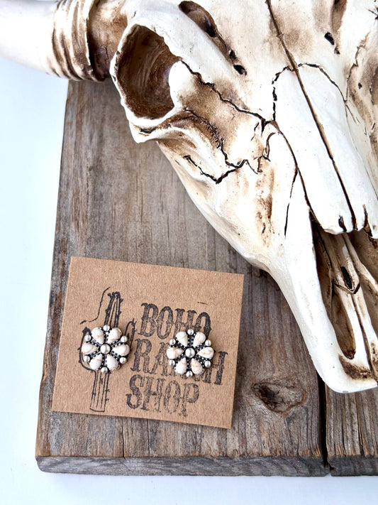 Western Stone Flower Stud Earrings