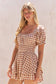 GINGHAM PRINT PUFF SLEEVE ROMPER