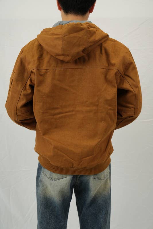 Men's Duck Cotton Hooded Work Jacket - Durable & Warm