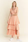 GINGHAM TIERED MIDI DRESS